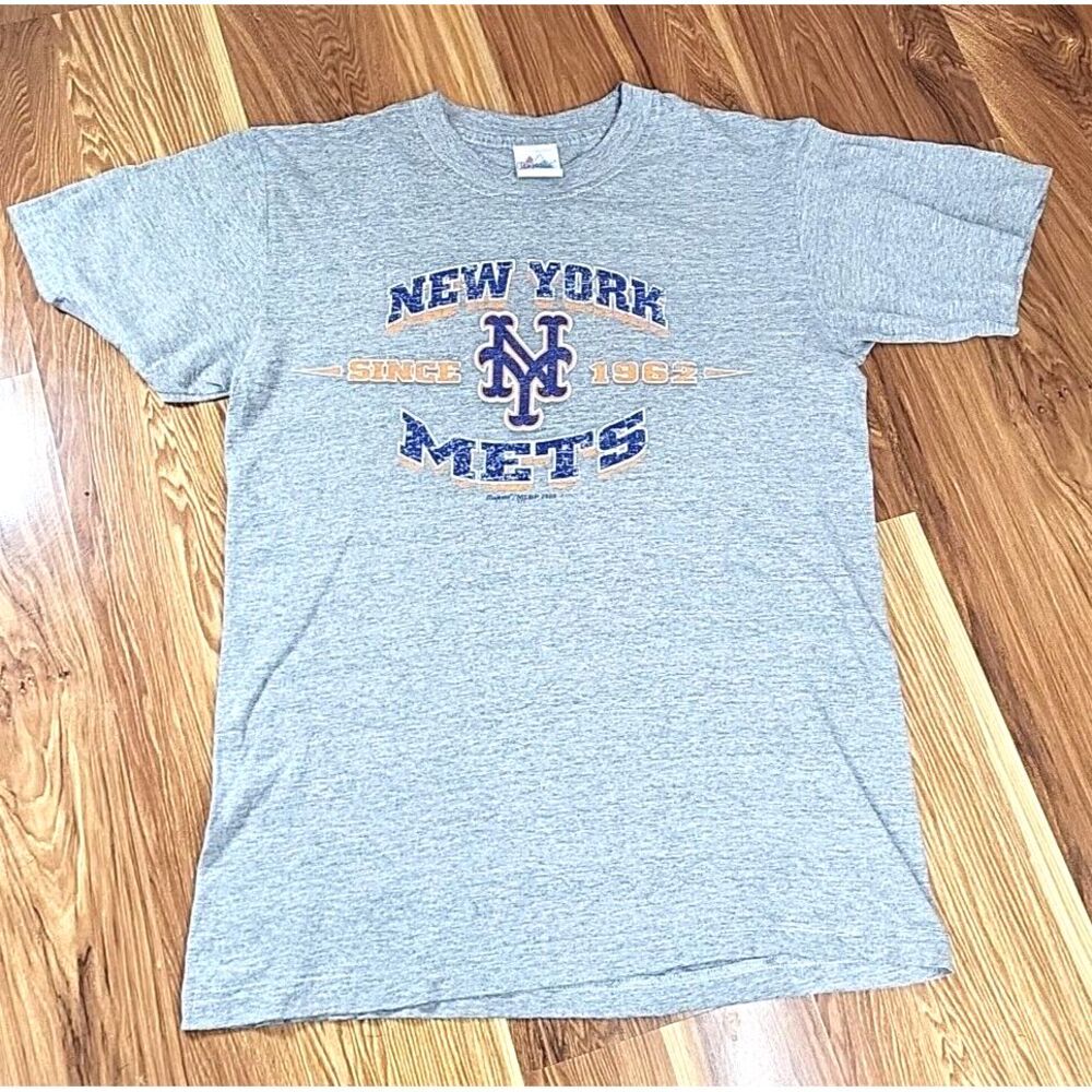 Vtg 2000 Majestic Y2K MLB New York Mets Grey T Shirt Size Medium Sports Baseball